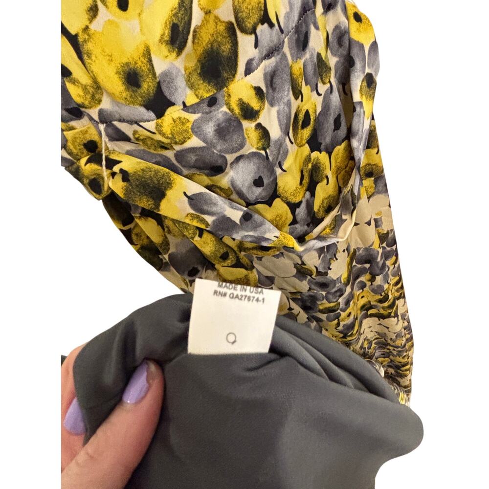 Eva Franco Coconinno Dress Womens XL Collared Sleeveless Tie Maxi Yellow Gray - Picture 8 of 8